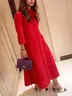 Plain Pocket Regular Sleeve Elegant Midi Dress