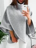 Medium Elasticity Loose Casual Turtleneck Half Sleeve Raglan Sleeves Sweatshirt