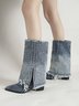 Plain Denim Casual Boots