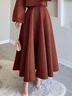 Regular Size Elegant Loose Plain A-Line Skirt