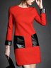 Color Block Regular Sleeve Regular Fit Crew Neck Urban Mini Dress