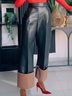 PU Micro-Elasticity Loose Color Block Urban Faux Leather Long Pants