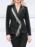 Urban Lapel Collar Regular Fit Plain Plain Tassel Blazer