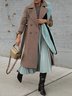 Urban Herringbone Buttoned Lapel Collar Coat With Belt