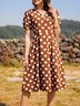 Sweet Short Sleeve Floral-Print Cotton-Blend Dress